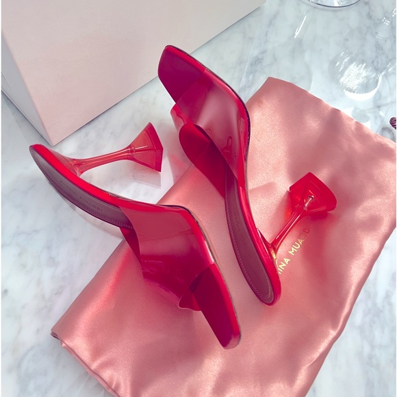 AMINA MUADDI Red Lupita Glass Pvc And Leather Mules - Picture 13 of 13